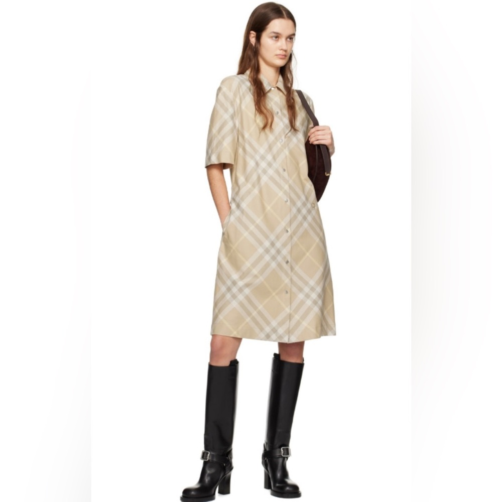 Burberry Check Cotton Shirtdress FLAX IP CHECK, Size M. $1395